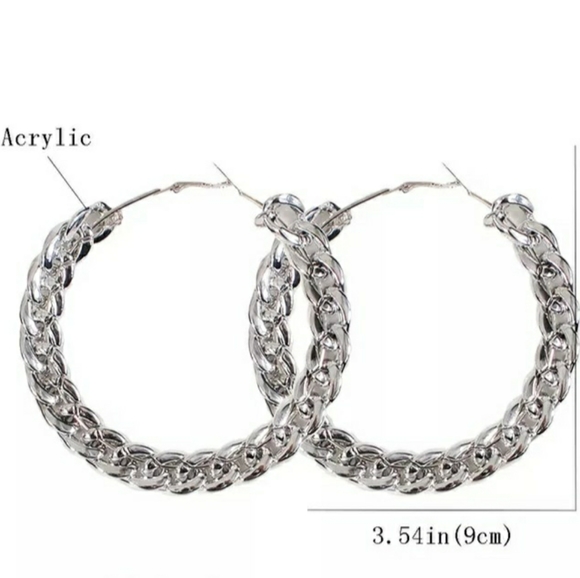 Jewelry Silver Chain Link Hoops Xl Poshmark